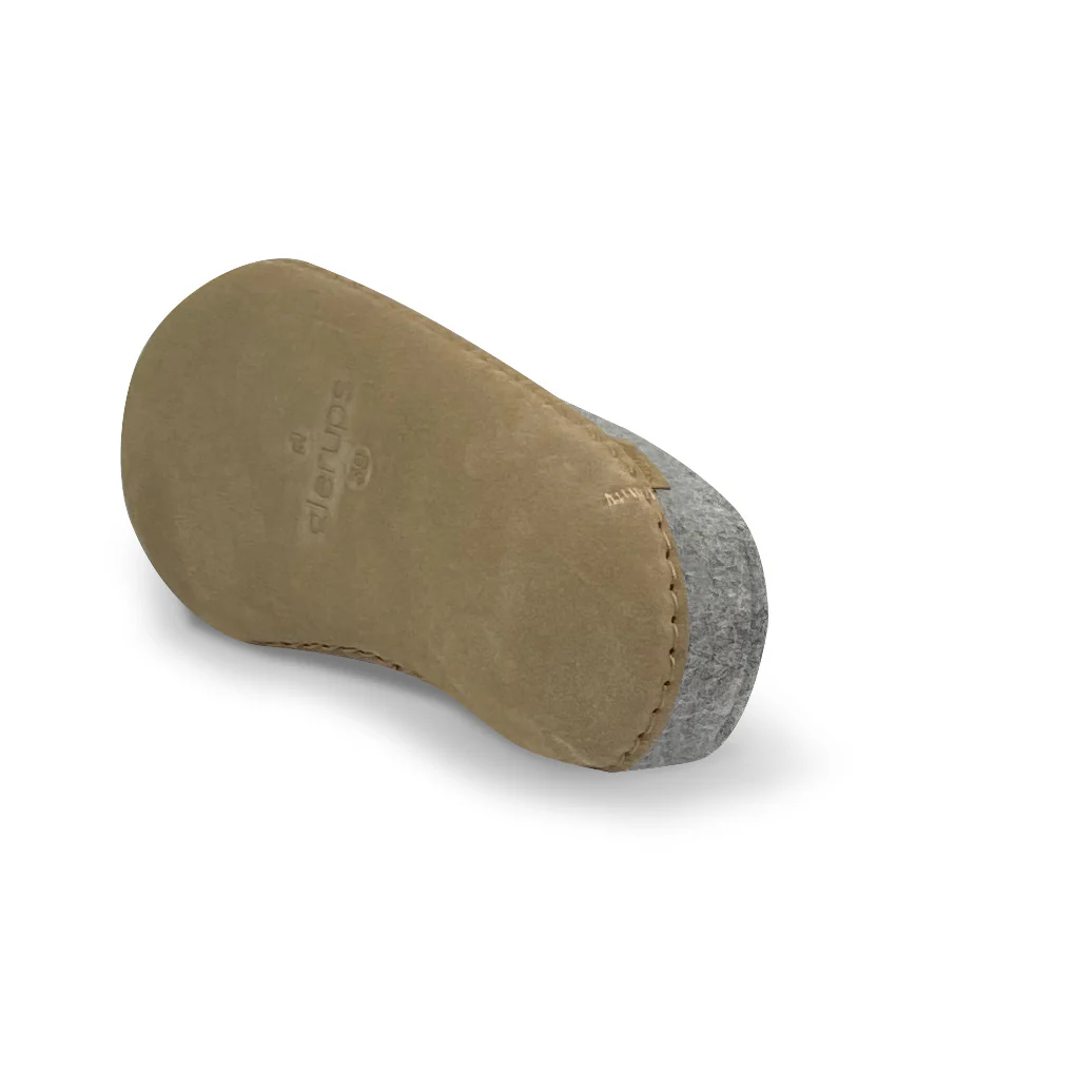 Filzpantoffel mit Ledersohle, Gr. 40, grey