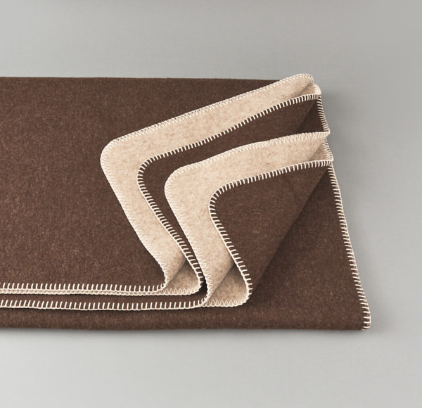 Merino Wolldecke Ökolana - dunkelbraun-beige 150 cm x 220 cm