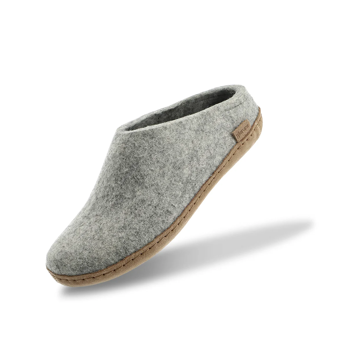 Filzpantoffel mit Ledersohle, Gr. 40, grey