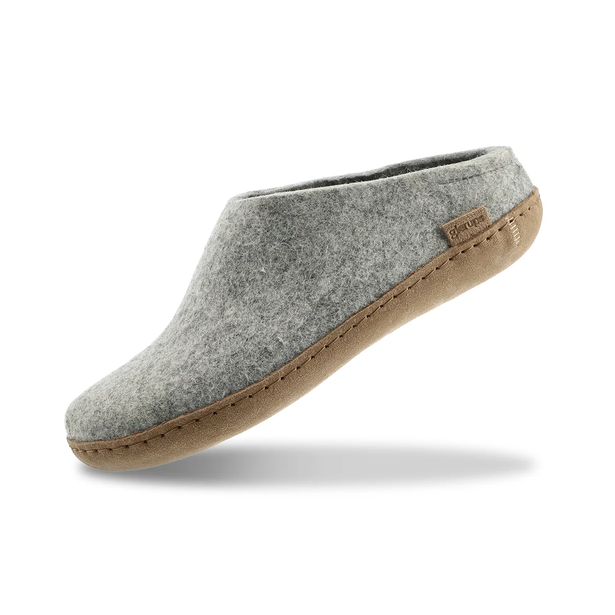 Filzpantoffel mit Ledersohle, Gr. 40, grey